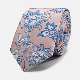 Coltano Slim Paisley Floral Silk Tie, Dusty Pink, hi-res